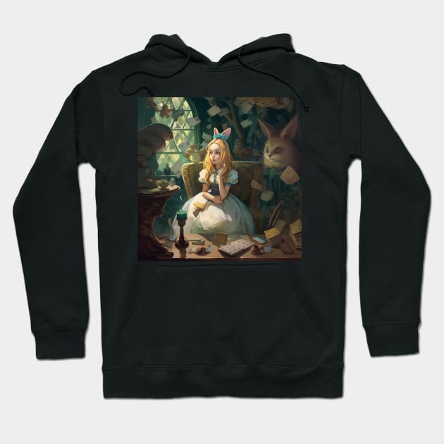 Alice in Wonderland. "Tea Party with the Mad Hatter and the Cheshire Cat" Hoodie by thewandswant